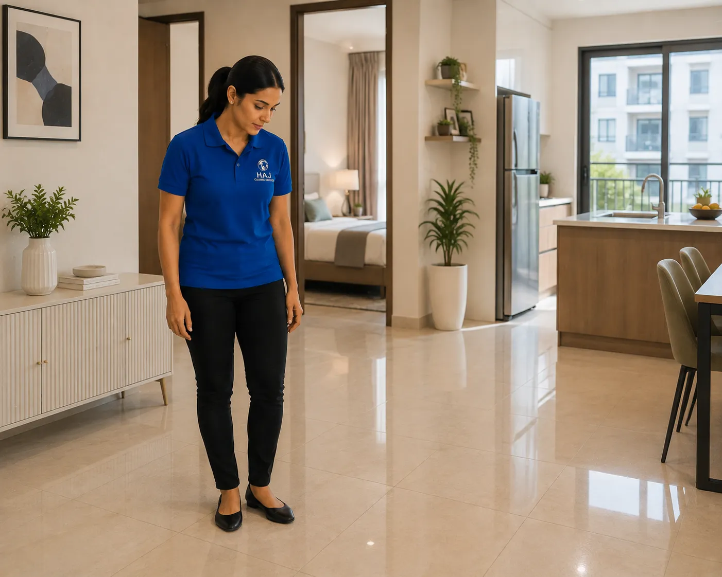 The same living room after professional cleaning by HAJ Prime