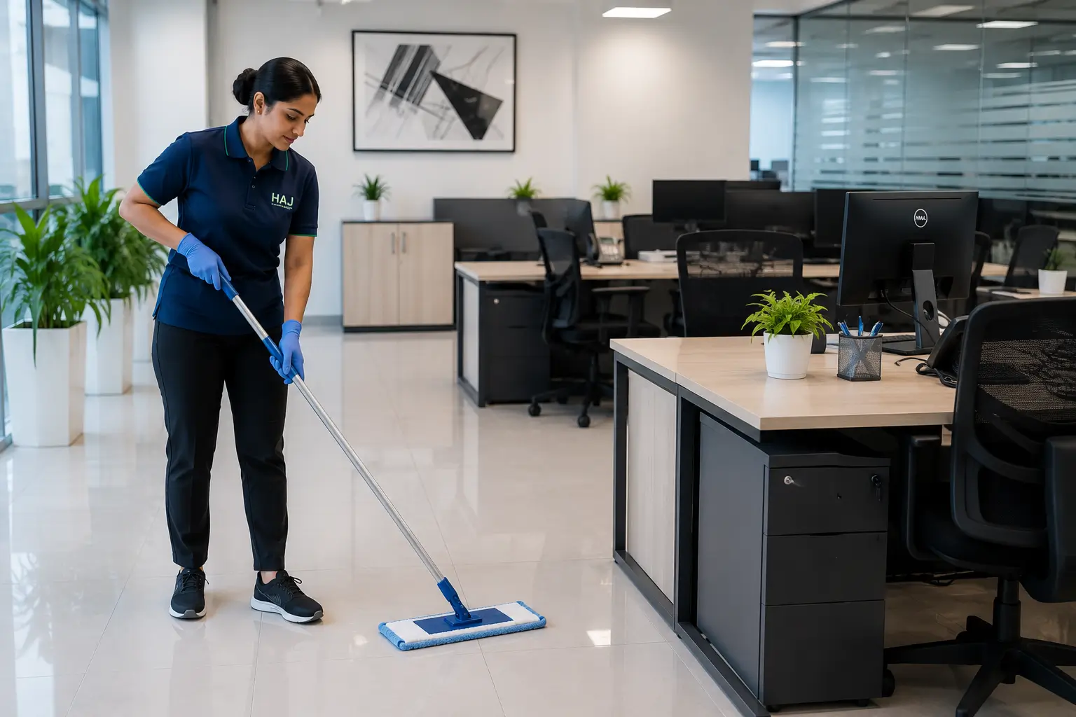 Office Cleaning in Dubai — HAJ Prime professional female cleaning staff