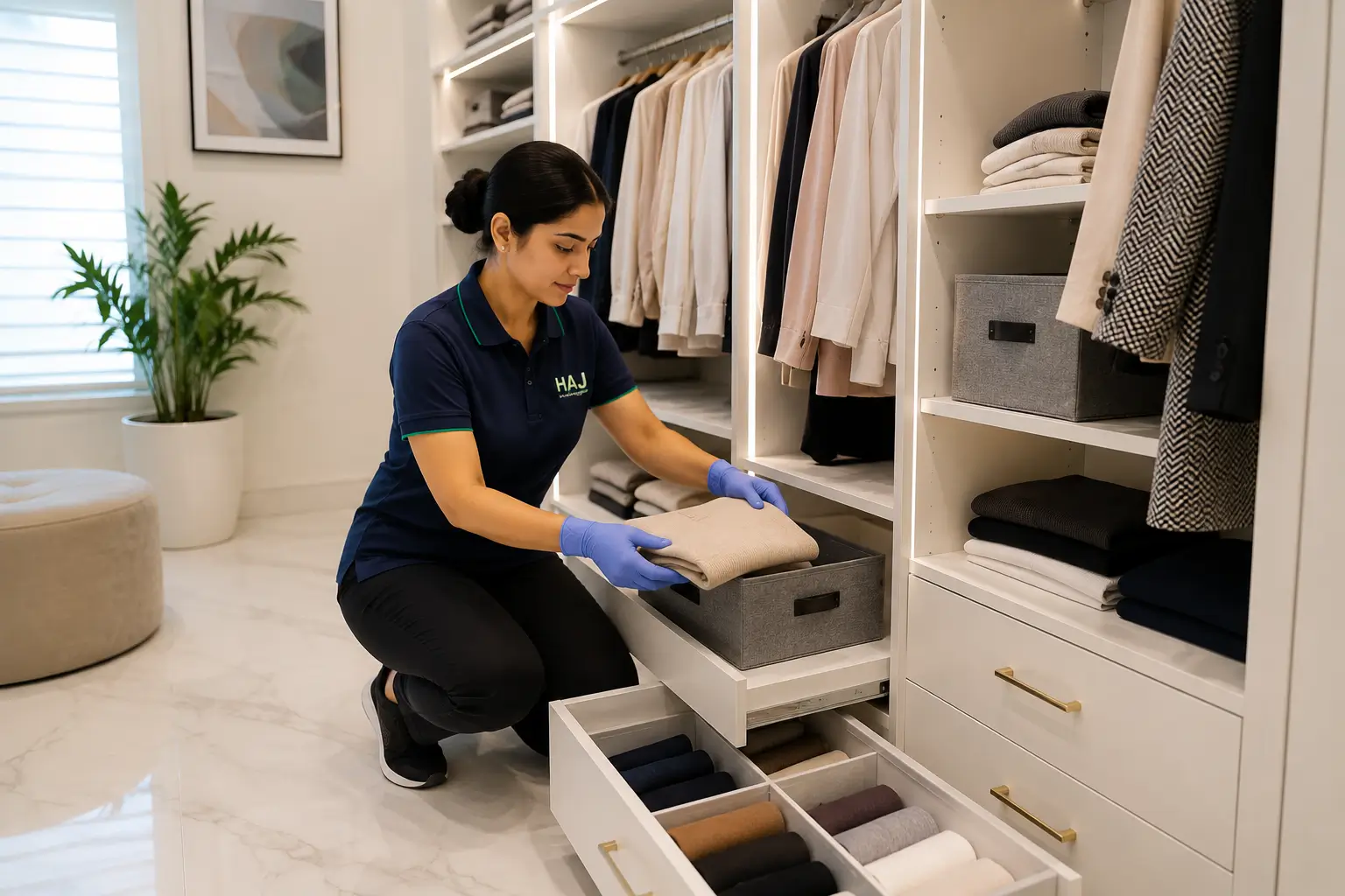 Wardrobe Organizing in Dubai — HAJ Prime professional female cleaning staff